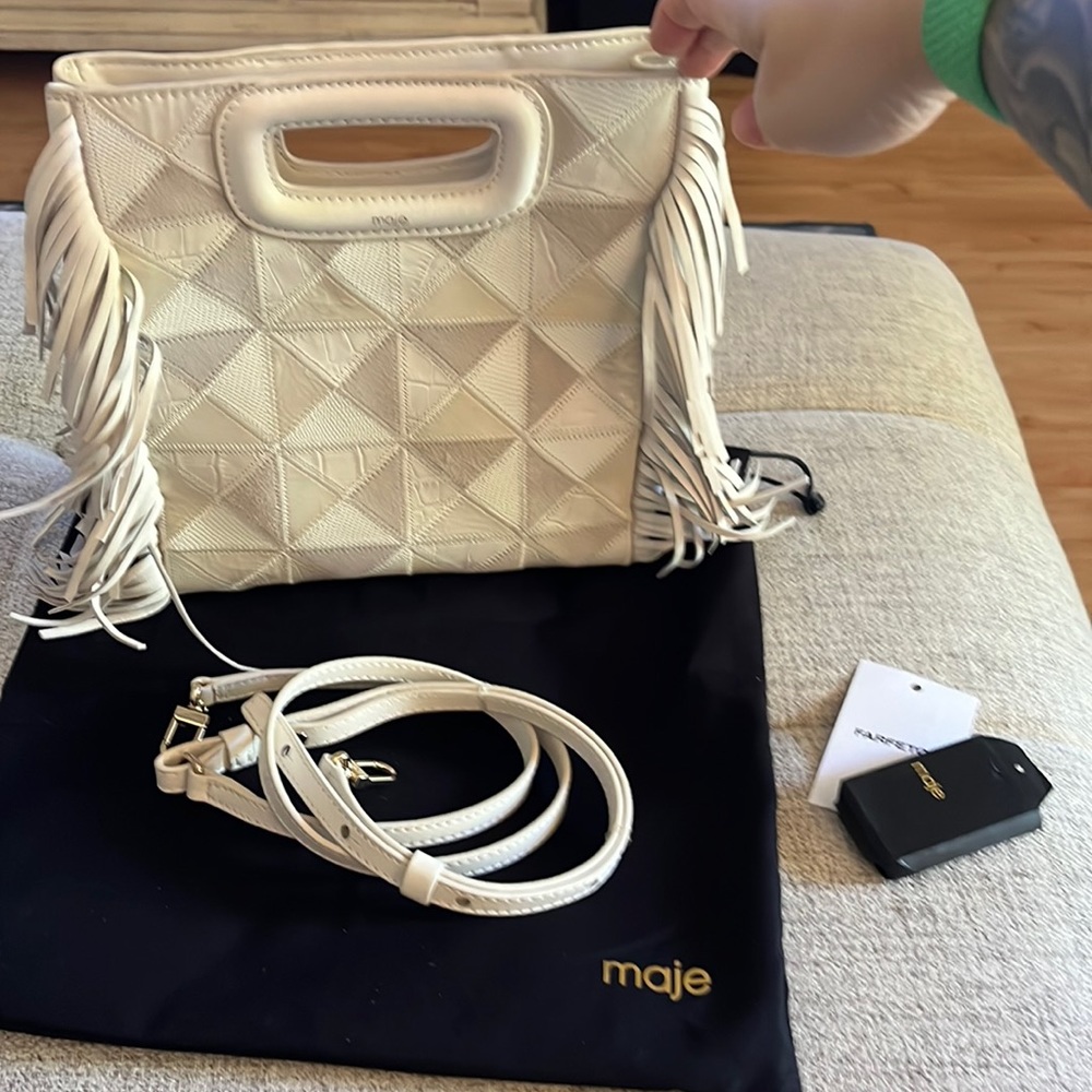 Maje Fringe Leather Tote